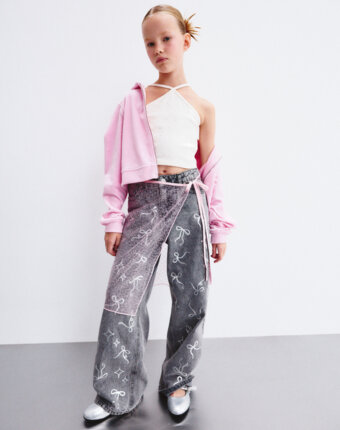 Джинсы WIDE LEG с бантиками для девочек детям