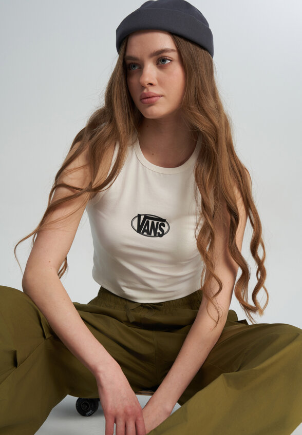 Майка женская Vans Oval Logo Tank, Бежевый