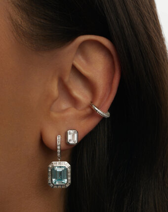 Серебряный базовый кафф с фианитами MIE женщинам