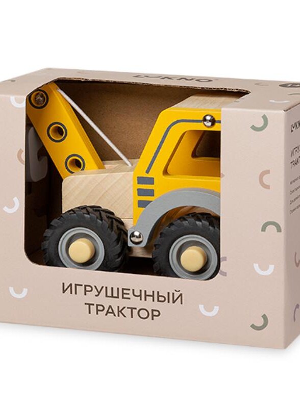 Игрушечный трактор с краном LUKNO, желтый