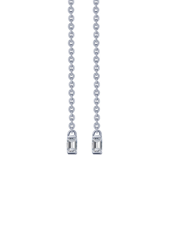 Серебряное колье-галстук ПОЛНОЧЬ с крупным фианитом в огранке Эмеральд MIE