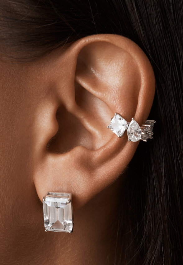 Серебряные крупные серьги ГРАЦИЯ с фианитом MIE