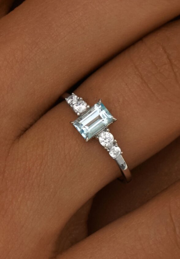 Серебряное кольцо ЧИСТОТА с небесно-голубым топазом и фианитами MIE