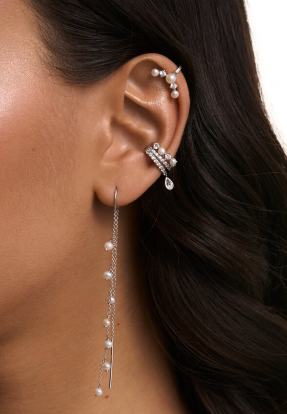 Серебряный кафф с натуральным жемчугом MIE