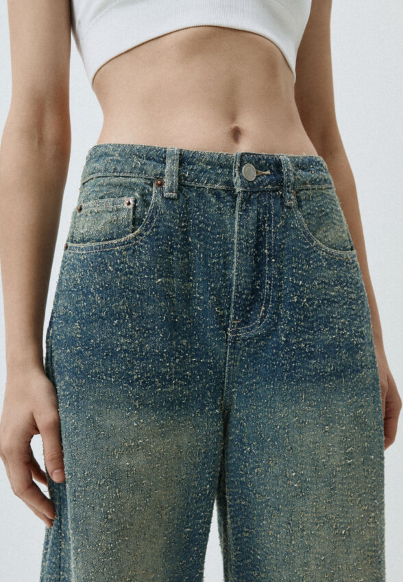 Джинсы Wide leg с потертостями