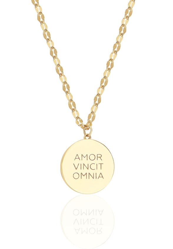 Серебряное колье с монетой АМУР в покрытии желтое золото MIE