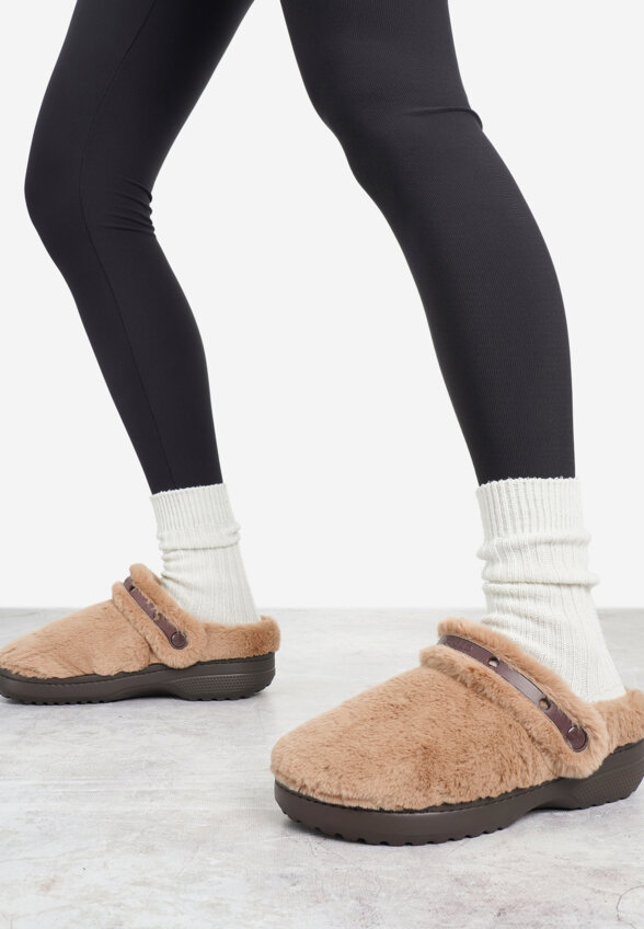 Сабо утепленные женские Crocs Classic, Бежевый