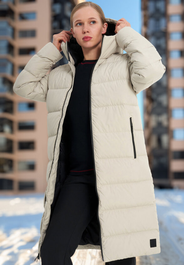 Пальто пуховое женское Jack Wolfskin Frozen Palace, Бежевый