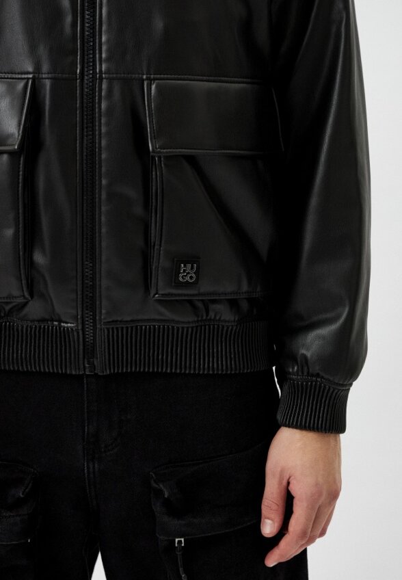 Куртка кожаная утепленная Hugo