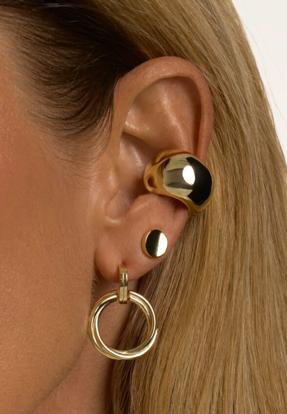 Серебряные круглые серьги в покрытии желтое золото MIE