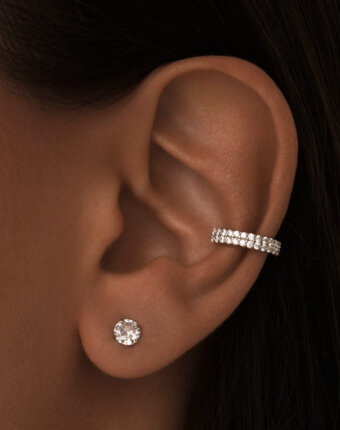 Серебряные серьги-гвоздики с фианитами 5 мм. MIE женщинам