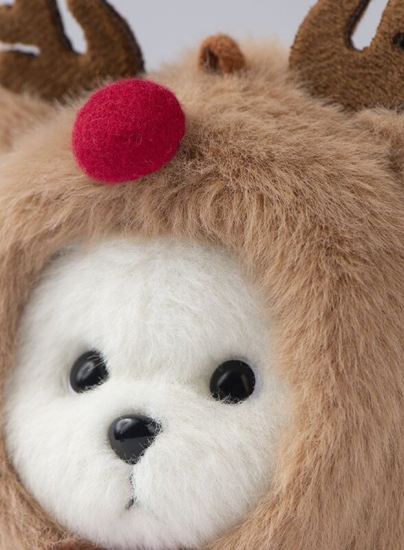 Медведь Lina TeddyTales, XS ,в костюмчике Олень, белый, брелок, 15 см