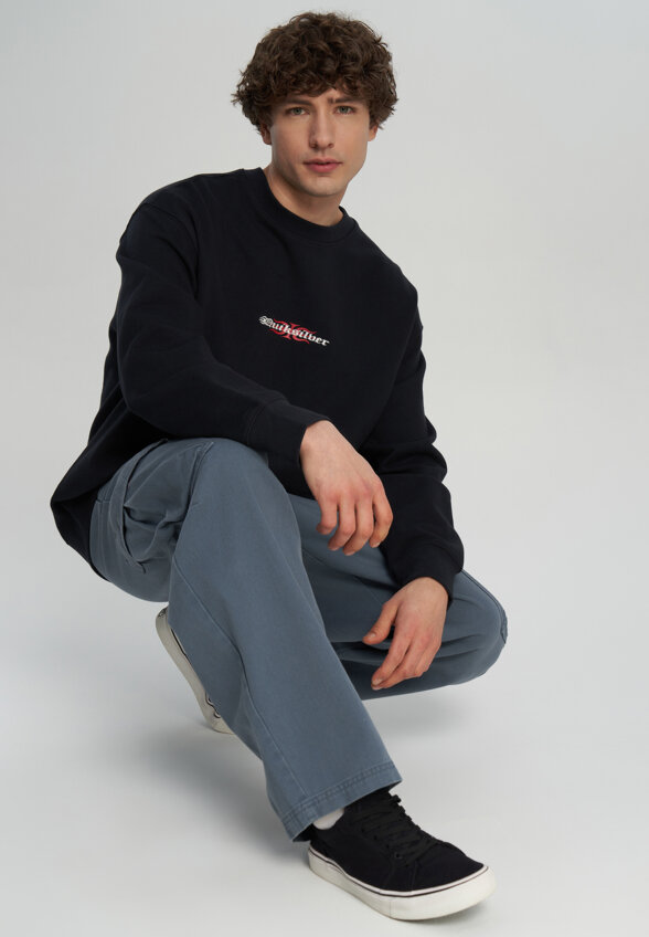 Свитшот мужской оверсайз Quiksilver Mercury Trident Crew, Черный