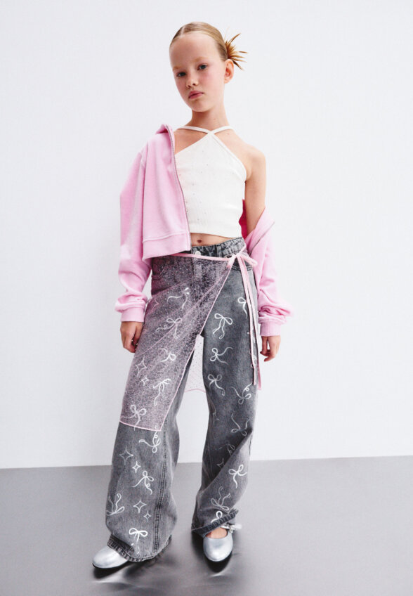 Джинсы WIDE LEG с бантиками для девочек