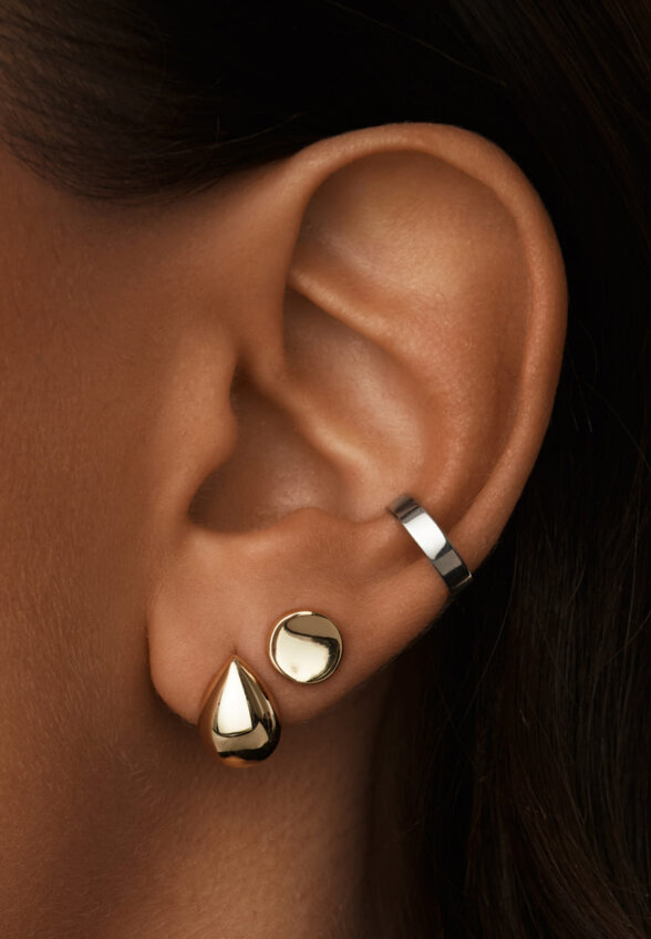 Серебряные круглые серьги в покрытии желтое золото MIE