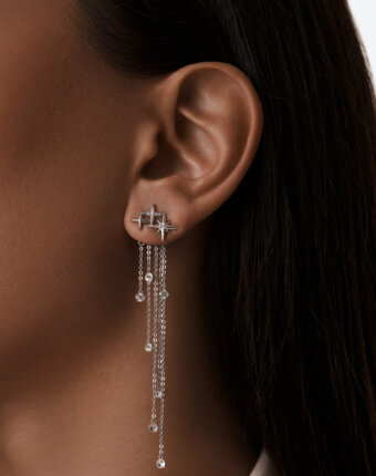 Длинные серьги джекеты с фианитами Галактика MIE женщинам