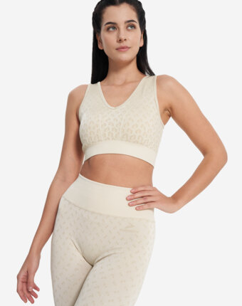 Топ бра спортивный Demix HighFlow Seamless Longline, Бежевый женщинам