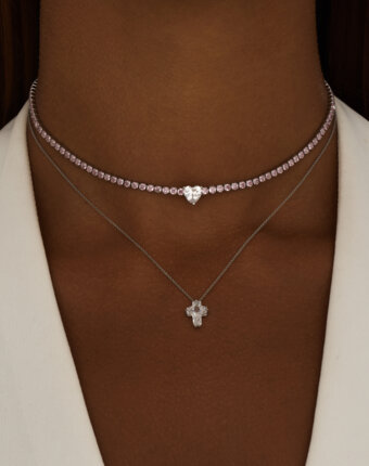 Теннисное серебряное колье-чокер Симона с фианитами MIE женщинам