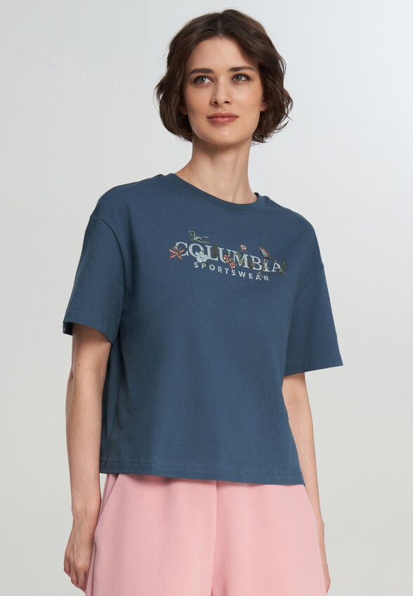 Футболка женская Columbia Rolling Bend Graphic Relaxed Crop SS, Зеленый