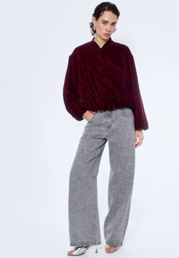 Джинсы WIDE LEG с узором из страз