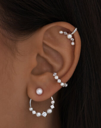 Серебряный кафф с натуральным жемчугом MIE женщинам