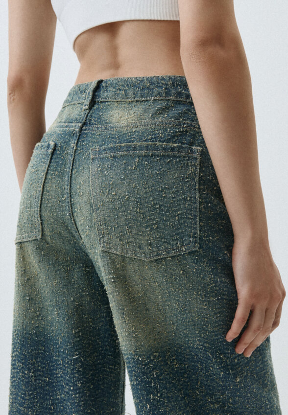 Джинсы Wide leg с потертостями