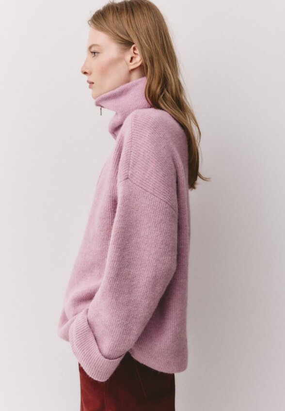 Вязаный джемпер оверсайз с воротником на молнии