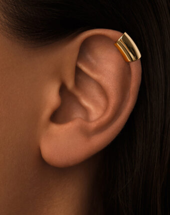 Вытянутый кафф с фианитом из серебра в покрытии желтое золото MIE женщинам