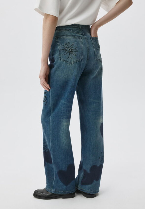 Джинсы WIDE LEG с детскими рисунками