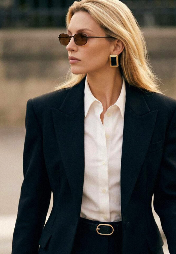 Прямоугольные серьги ВИНТАЖ с черной эмалью MIE