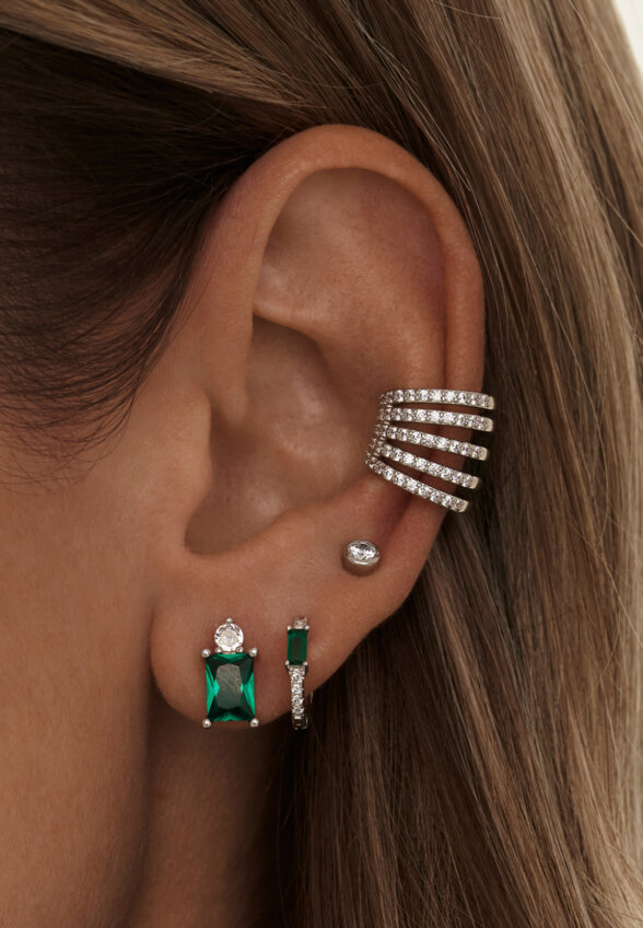 Крупный кафф из серебра с фианитами Гэтсби MIE