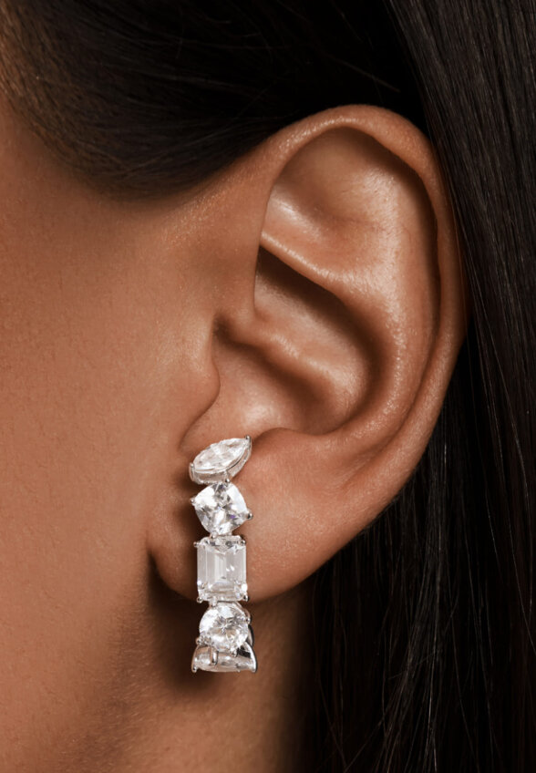 Серебряные серьги-скобы ГРАЦИЯ с фианитами MIE