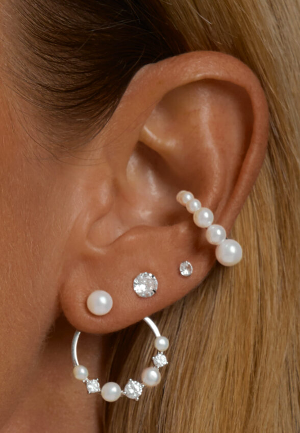 Серебряные серьги-гвоздики с фианитами 3мм MIE