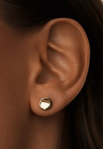 Серебряные круглые серьги в покрытии желтое золото MIE