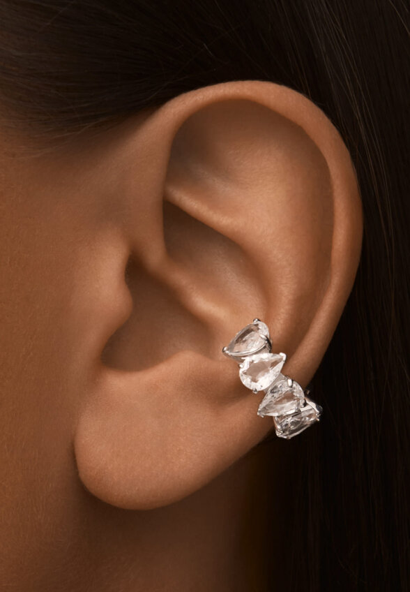 Серебряный кафф ЭРОС с горным хрусталем MIE