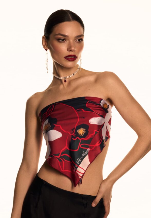 Серебряные серьги СИЦИЛИЯ с красным камнем и подвесками с жемчугом MIE