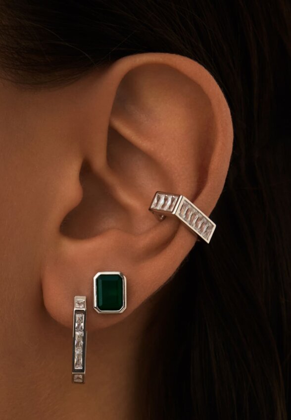 Серебряные серьги ГАРМОНИЯ с зеленым агатом MIE