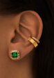 Серебряные серьги-пусеты с зеленым фианитом в покрытии желтое золото MIE3  - превью