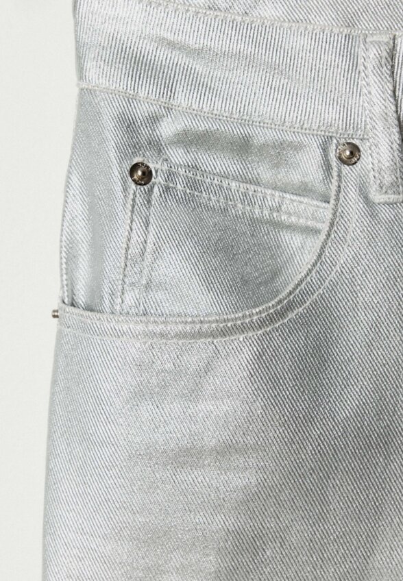 Джинсы Wide Leg с эффектом металлик