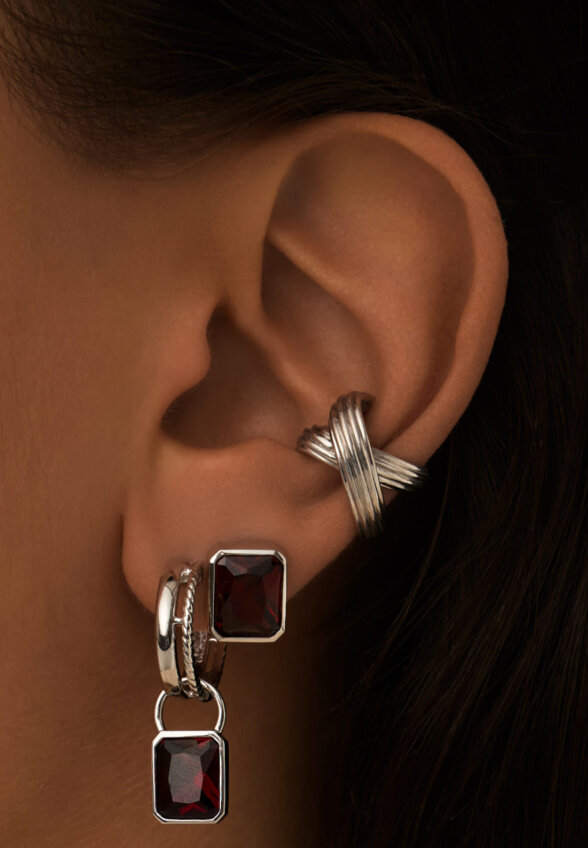 Серебряные серьги-трансформеры Бургунди MIE
