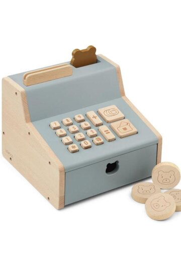 Игрушечная касса ЛИВУД (LIEWOOD), мульти микс с голубым