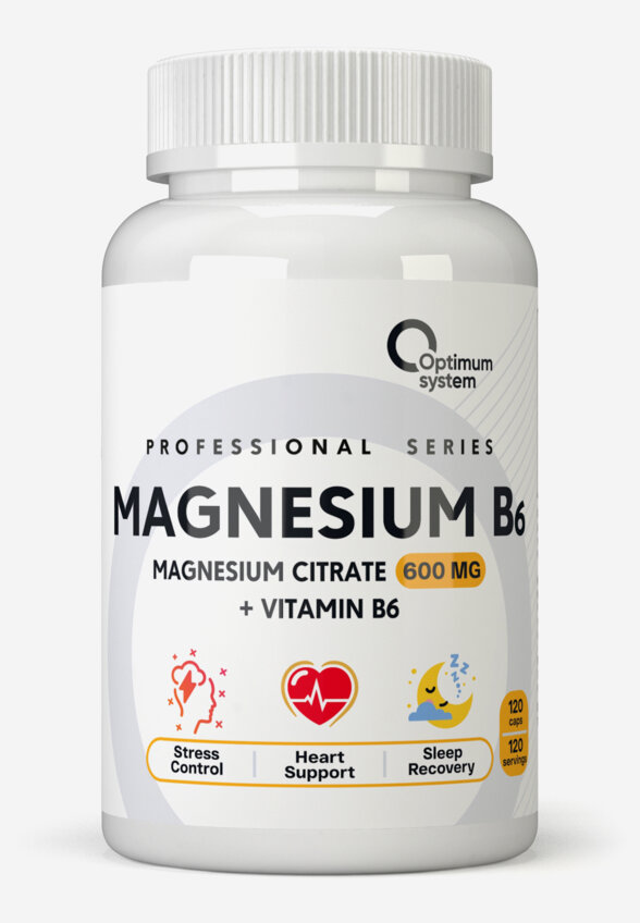 Магний + В6 Optimum System, 120 капсул, Белый