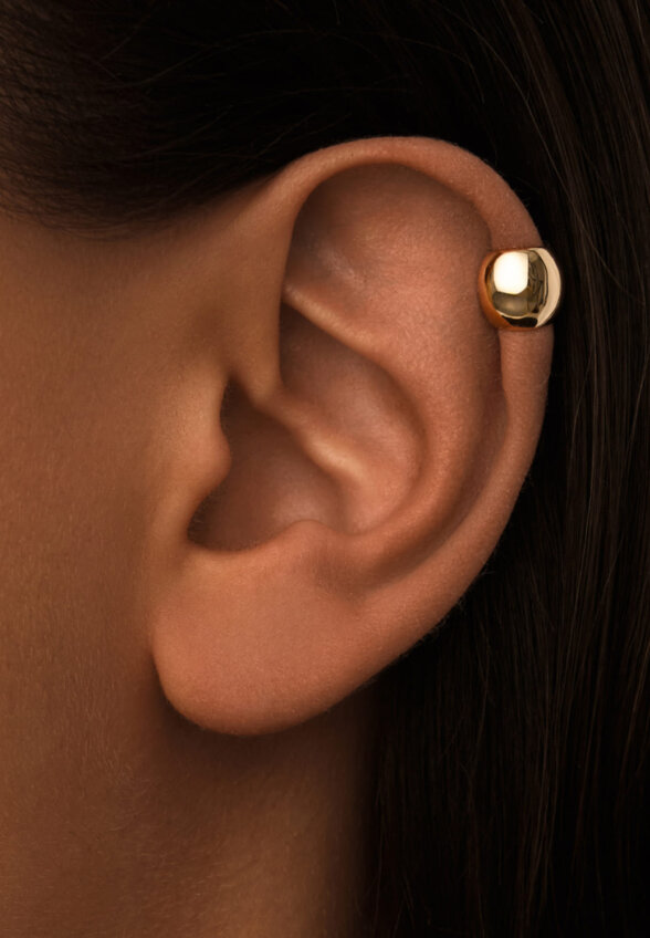 Серебряный кафф мини в покрытии желтое золото MIE