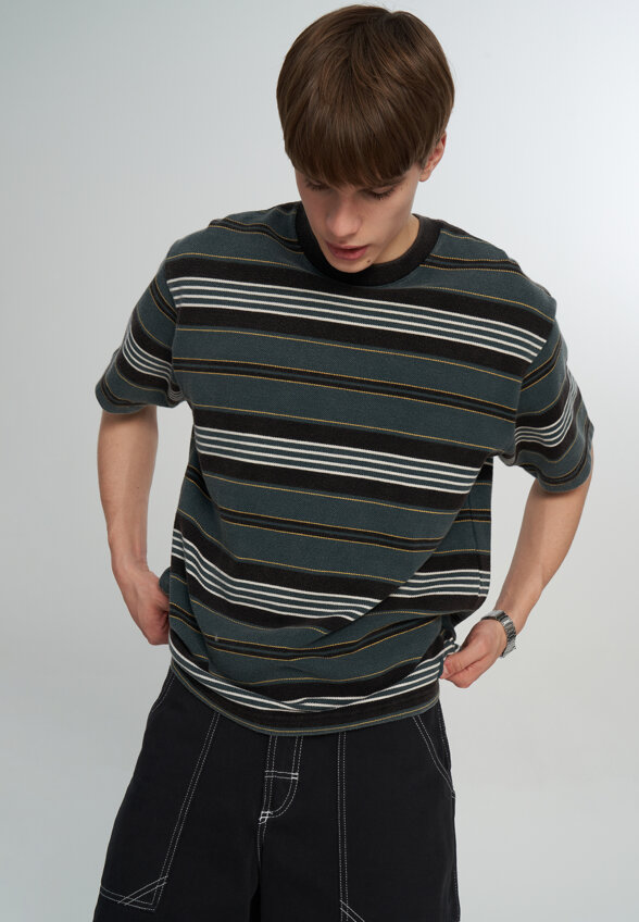 Футболка мужская Vans LX Pique Stripe SS, Зеленый