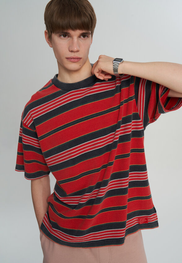 Футболка мужская Vans LX Pique Stripe SS, Красный