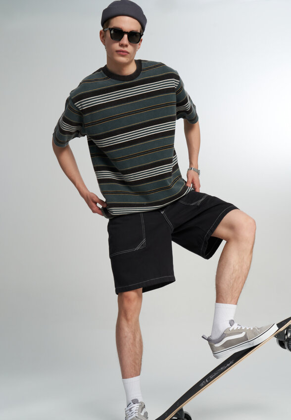 Футболка мужская Vans LX Pique Stripe SS, Зеленый