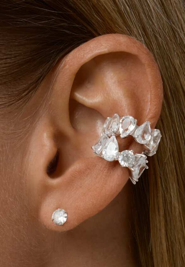 Серебряные серьги-гвоздики с фианитами 5 мм. MIE