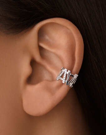 Серебряный кафф с буквой А с фианитами MIESTILO  MIE женщинам