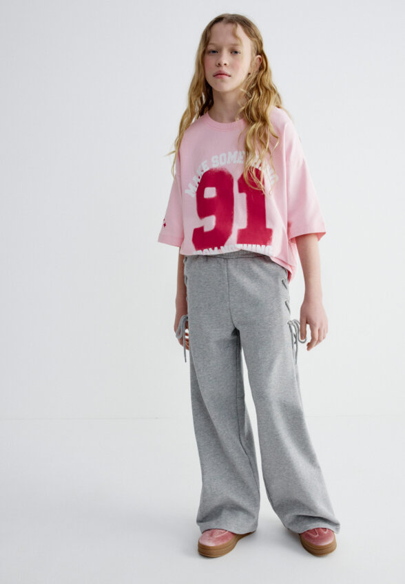 Свободные брюки со шнуровкой для девочек