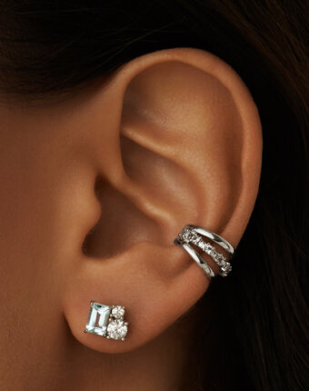 Серебряный тройной кафф ЧИСТОТА с белыми топазами MIE женщинам